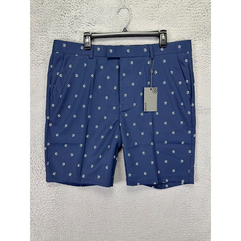 G/FORE Shorts Men 38 Blue Geometric Golf Golfer Golfing Athletic Flat Front NEW